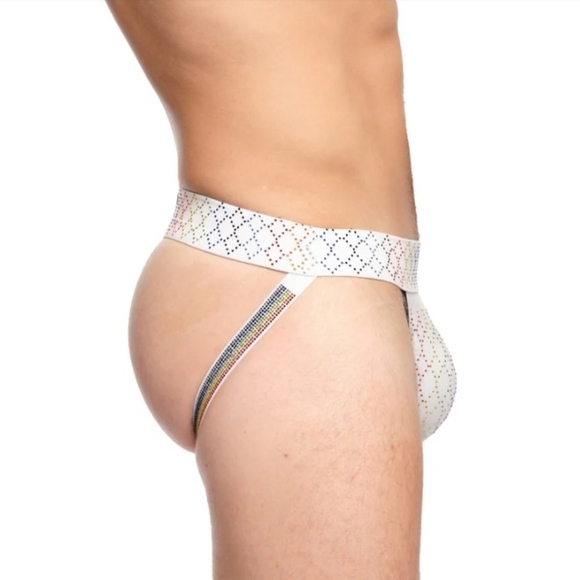 Skull & Bones Rainbow Crystal Jock White - Picture 2 of 5